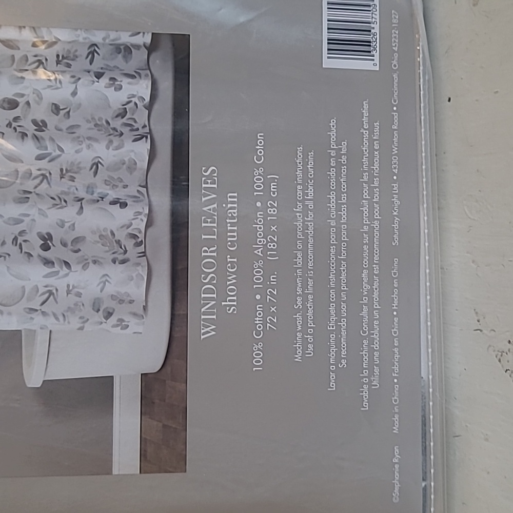 SKL HOME White Shower Curtain with Eucalyptus Leaves - Picture 3 of 3